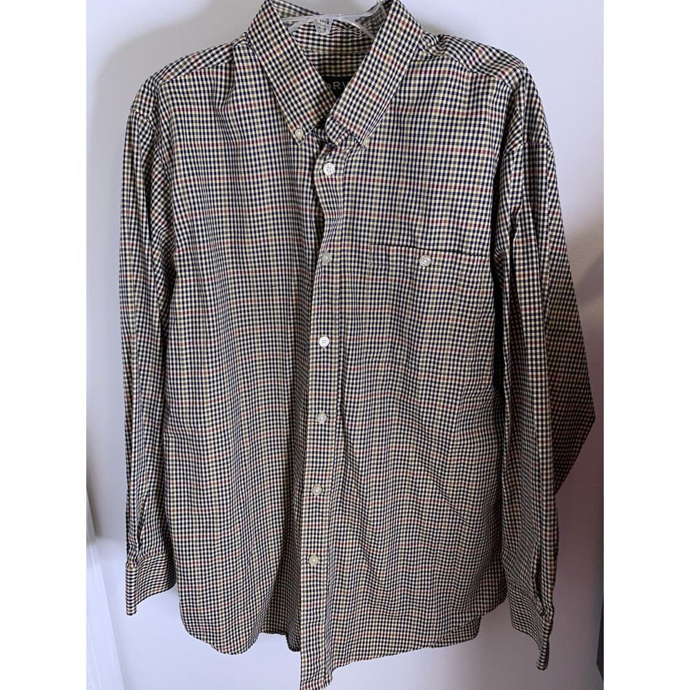 Orvis Men's Size L Brown Plaid Country Twill Brushed Cotton Button Front Shirt